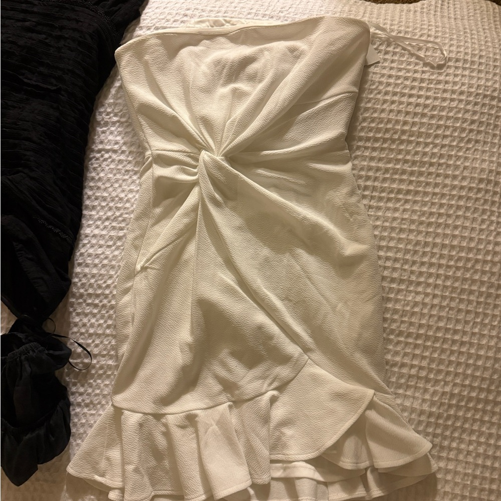 White Strapless Mini Dress